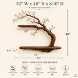 Handcrafted Tree Branch Floating Shelf Set, Two Levels
