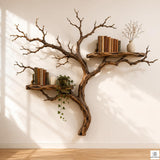 Handcrafted Tree Branch Floating Wood Wall Shelf Set
