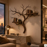 Handcrafted Tree Branch Floating Wood Wall Shelf Set