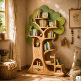 Handmade Wooden Tree Bookshelf for Kids Reading Spaces