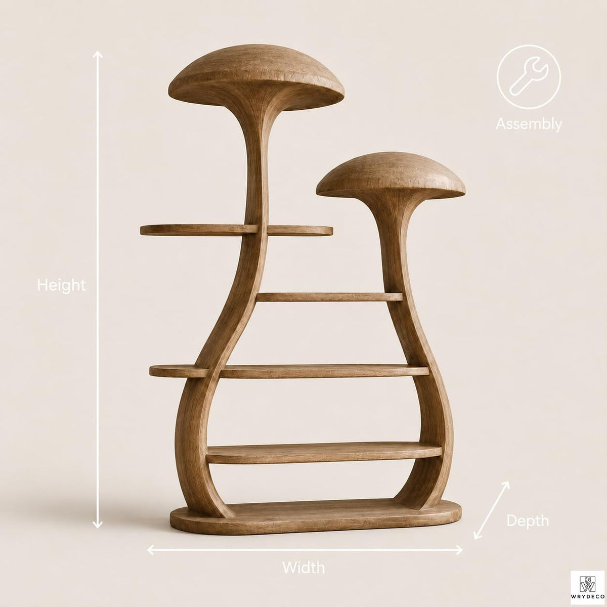 Nature Inspired Display Wooden Mushroom Tree Bookshelf