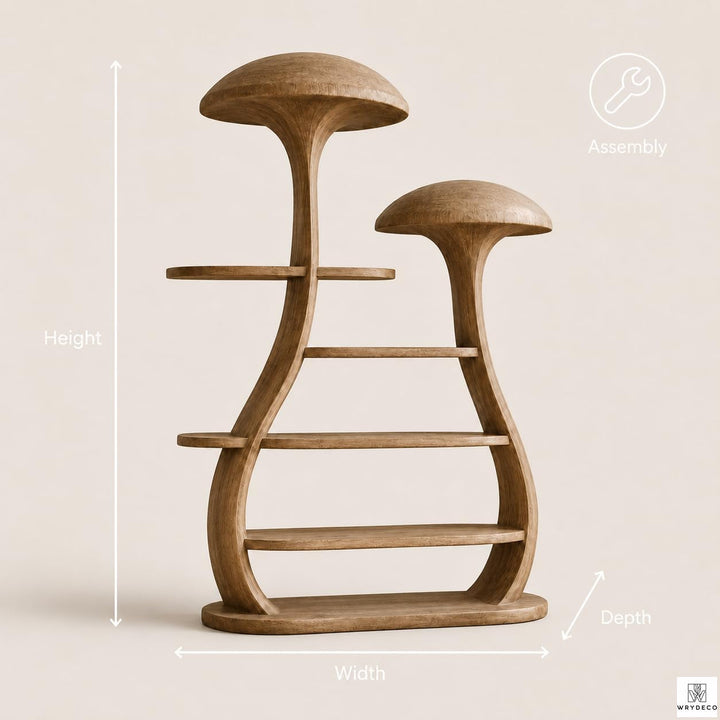 Nature Inspired Display Wooden Mushroom Tree Bookshelf