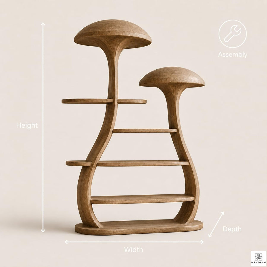 Nature Inspired Display Wooden Mushroom Tree Bookshelf