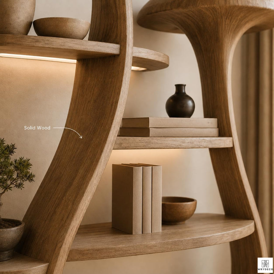 Nature Inspired Display Wooden Mushroom Tree Bookshelf