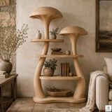 Wooden Mushroom Tree Bookshelf Nature Inspired Display