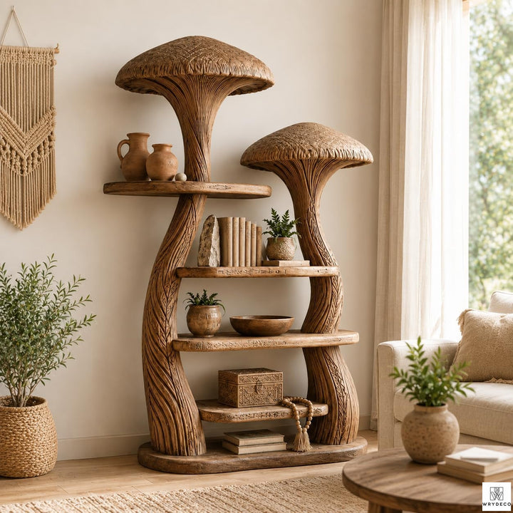 Nature Inspired Mushroom Tree Bookshelf Fantasy Display