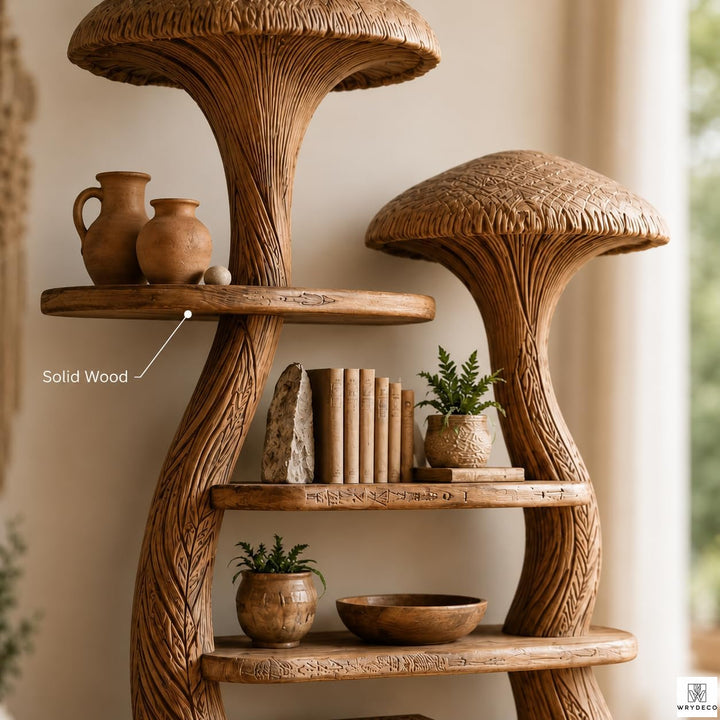 Nature Inspired Mushroom Tree Bookshelf Fantasy Display