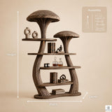 Mushroom Tree Bookshelf with Tiered Wooden Display Shelves