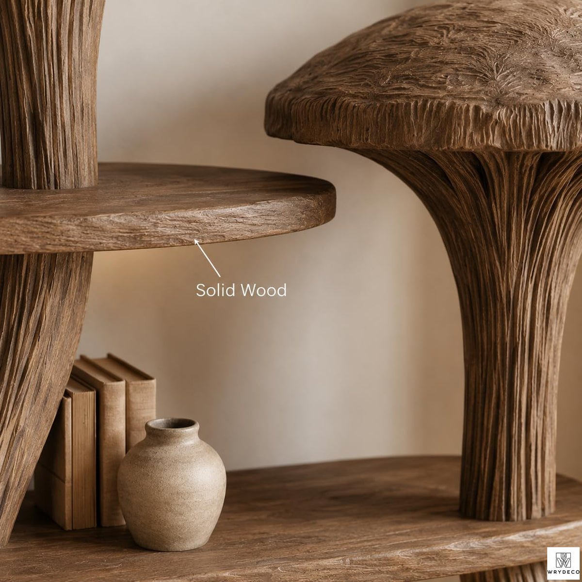 Mushroom Tree Bookshelf with Tiered Wooden Display Shelves