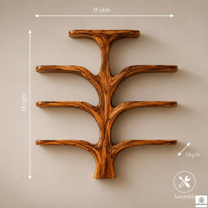 Contemporary Wooden Tree Branch Display Bookcase Shelf