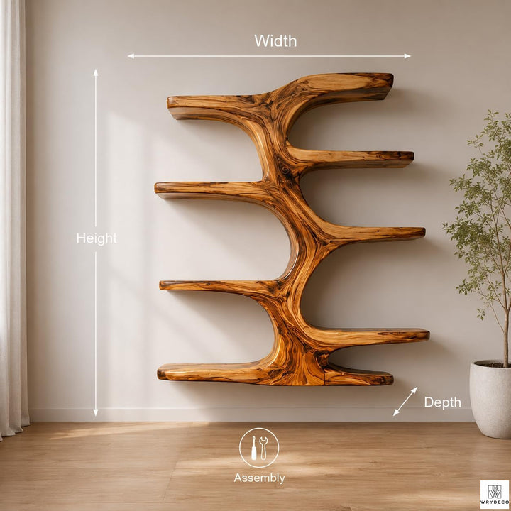 Contemporary Wooden Tree Branch Display Bookcase Shelf