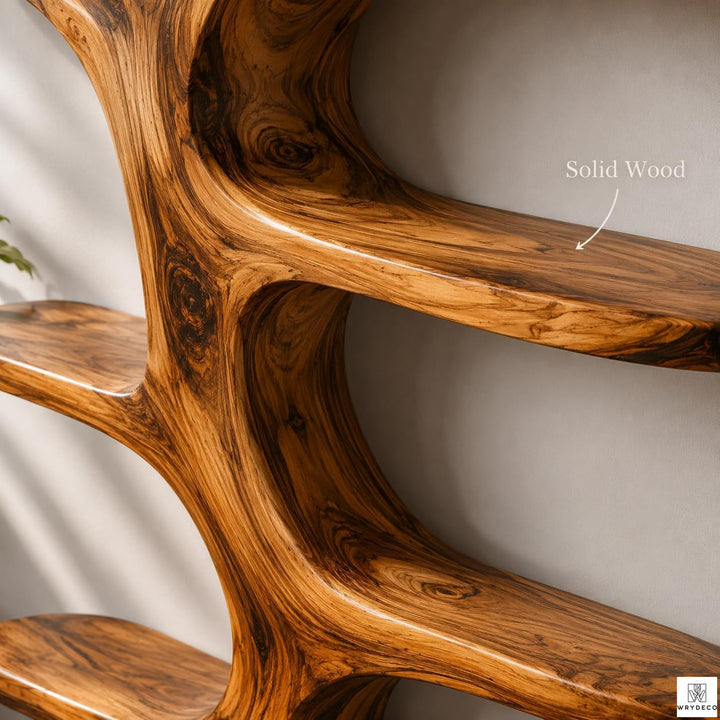 Contemporary Wooden Tree Branch Display Bookcase Shelf
