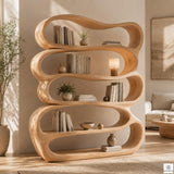 Solid Wood Organic Curved Bookshelf and Room Divider