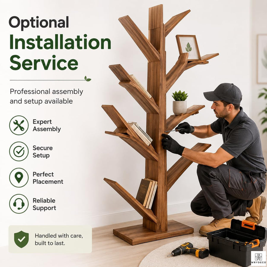 Solid Wood Tree Branch Wall-Mounted Display Bookcase