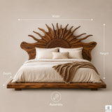 Handmade Rustic Solid Wood Platform Bed with Branch Headboard