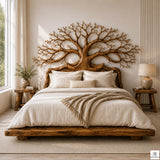 Wide Canopy Solid Wood Branch Platform Bed