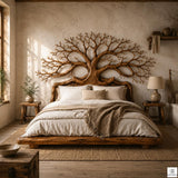 Wide Canopy Solid Wood Branch Platform Bed