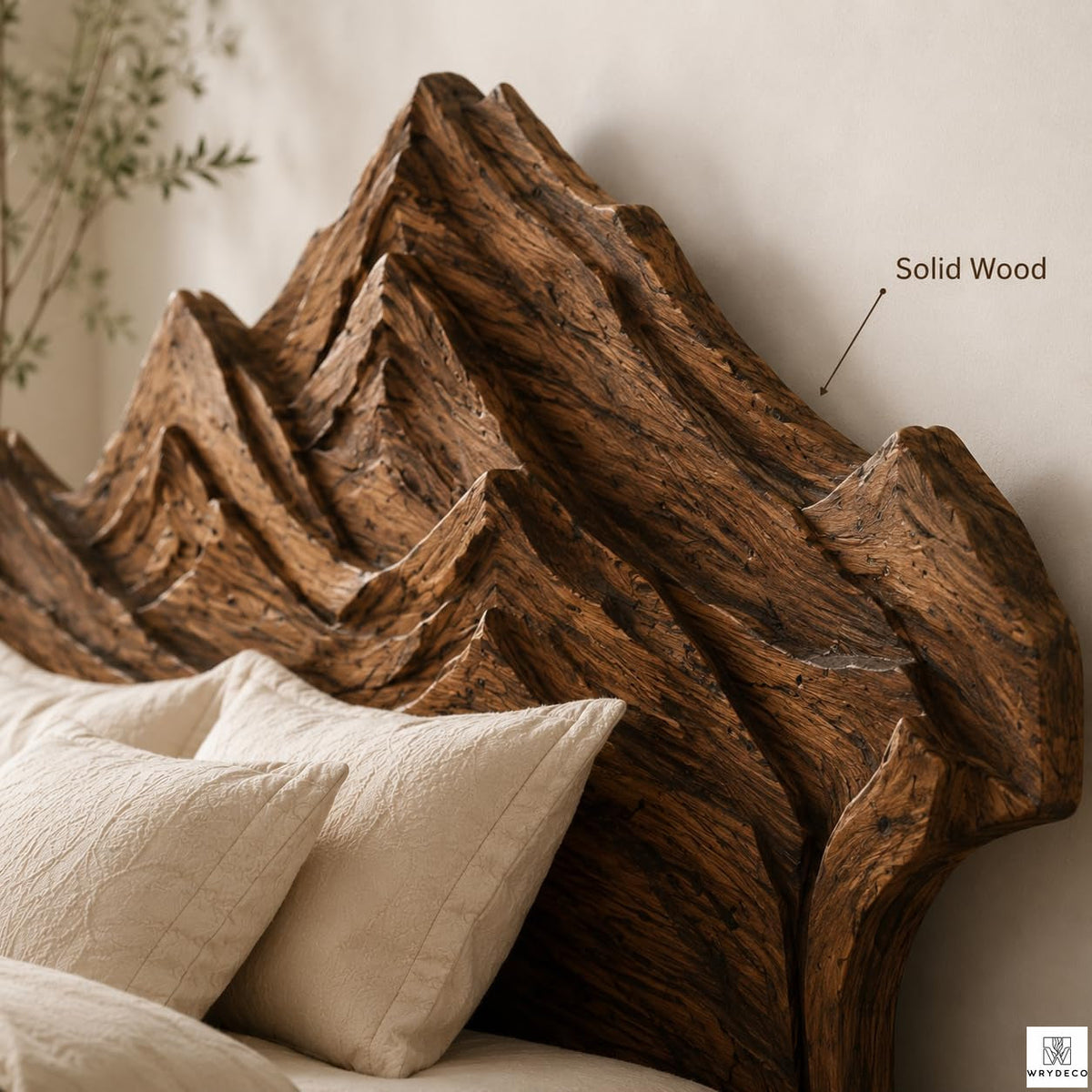 Rustic Wood Platform Bed with Tree Branch Headboard - image 4