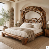 Tree Bird Nest Wood Platform Canopy Bed Frame