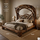 Tree Bird Nest Wood Platform Canopy Bed Frame