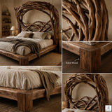 Tree Bird Nest Wood Platform Canopy Bed Frame