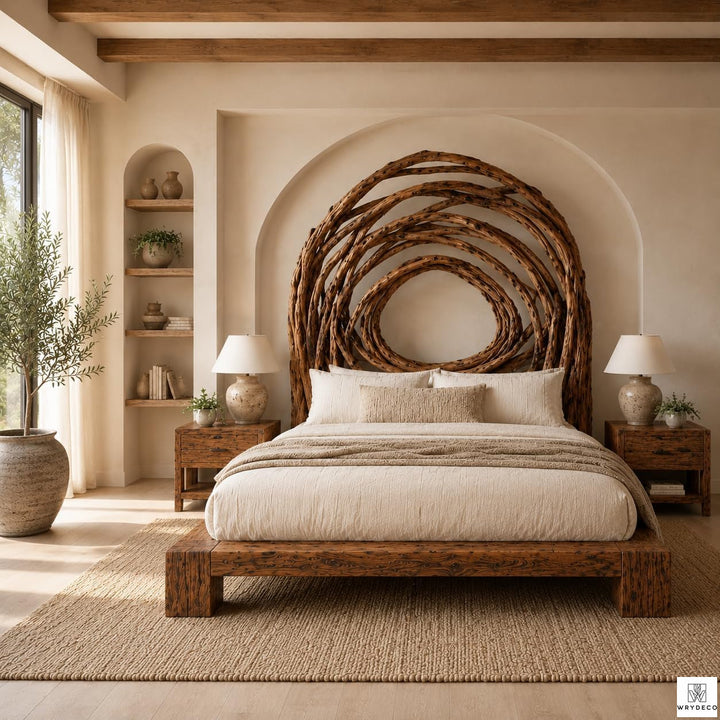 Bird Nest Wood Bed Frame with Branch Canopy Headboard - image 1