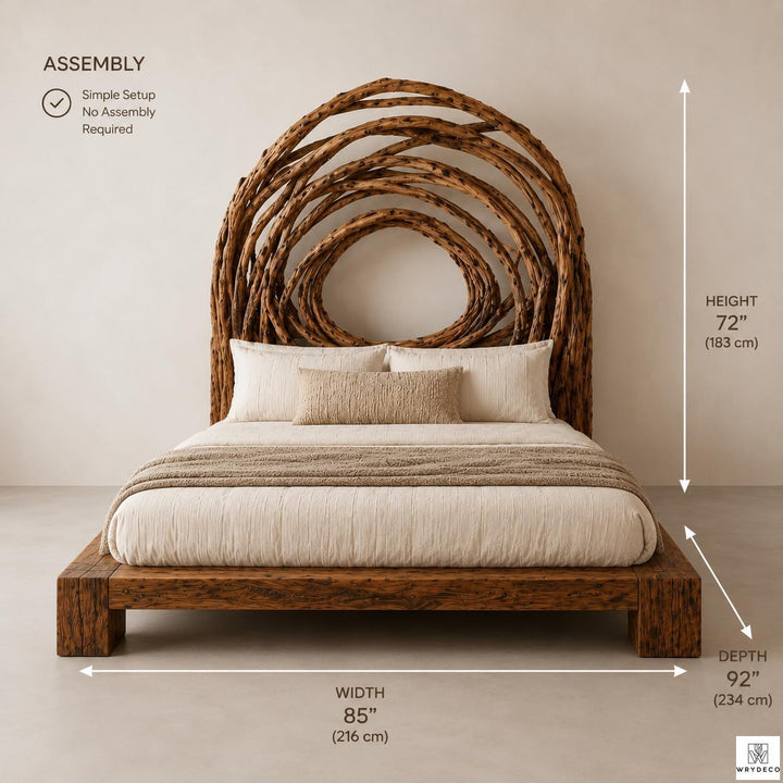 Bird Nest Wood Bed Frame with Branch Canopy Headboard - image 2