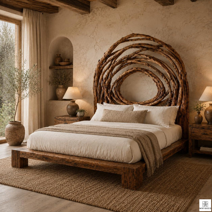 Bird Nest Wood Bed Frame with Branch Canopy Headboard - image 3