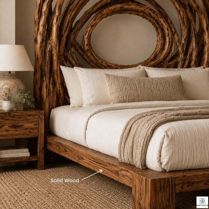 Bird Nest Wood Bed Frame with Branch Canopy Headboard - image 5