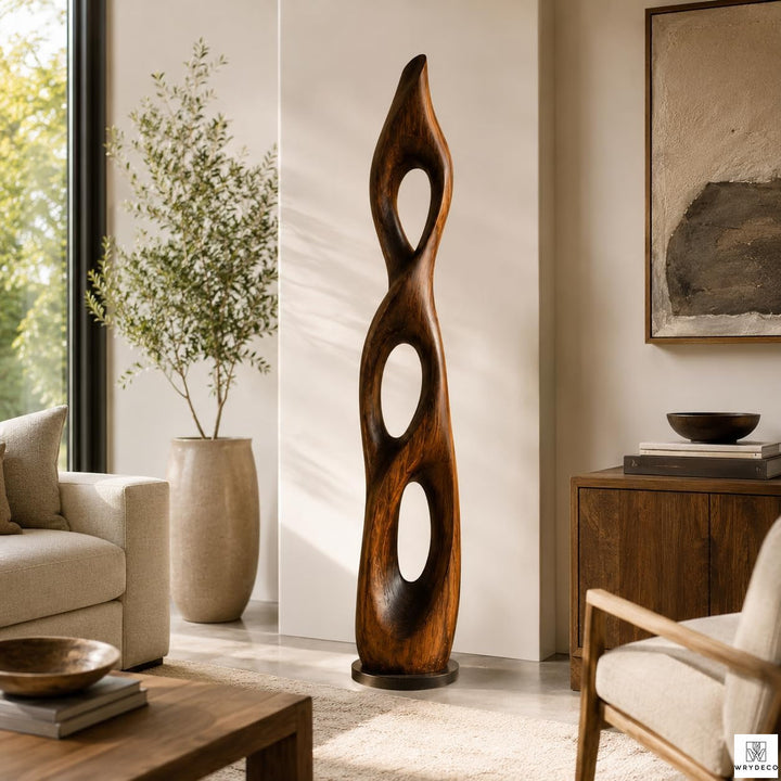 Twisted Open Cutout Wooden Floor Sculpture 1