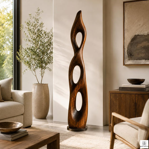Twisted Open Cutout Wooden Floor Sculpture 1