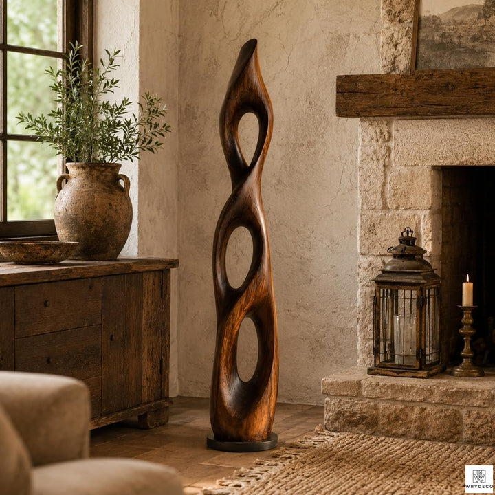 Twisted Open Cutout Wooden Floor Sculpture 1
