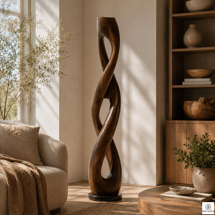 Twisted Open Cutout Wooden Floor Sculpture 2