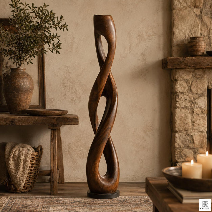Twisted Open Cutout Wooden Floor Sculpture 2