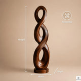 Handcrafted Twisted Wood Floor Sculpture with Open Cutouts