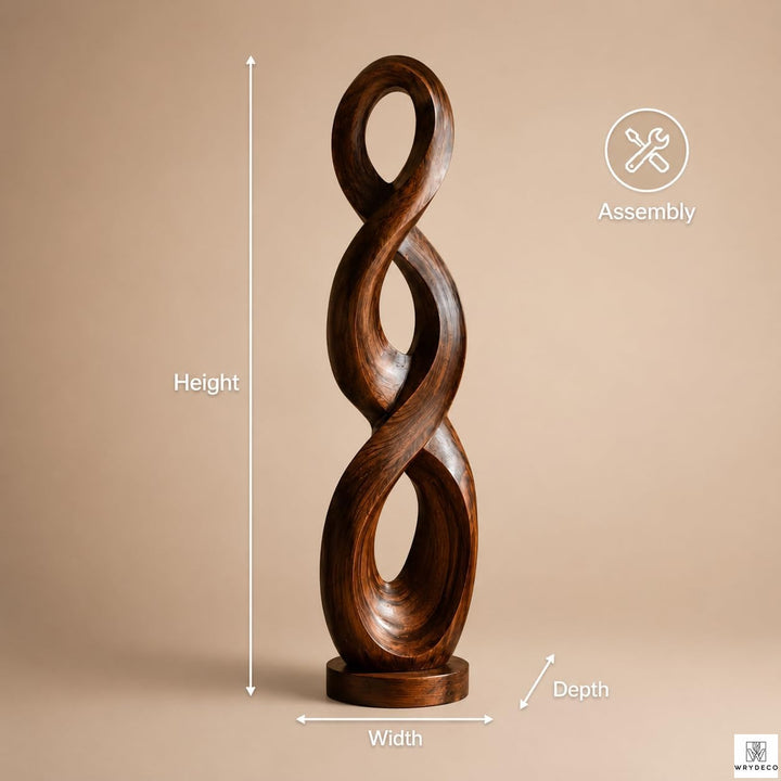 Handcrafted Twisted Wood Floor Sculpture with Open Cutouts