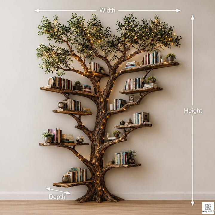 Handcrafted Natural Wood Corner Tree Branch Bookshelf