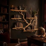 Handcrafted 5-Tier Wood Tree Branch Floating Bookshelf