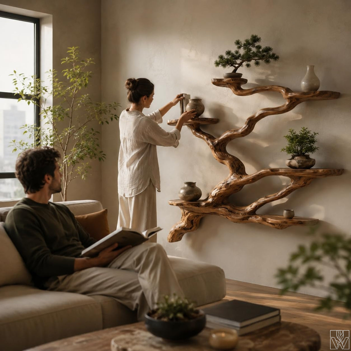 The Mesa Drift Canopy Handcrafted Wood Tree Branch Shelf