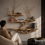 Handcrafted Rustic Wood Tree Branch Floating Bookshelf