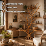 Custom Handcrafted Natural Wood Corner Tree Bookshelf