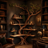 Custom Live Edge Corner Tree Bookshelf