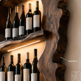 Wall Mounted Solid Wood Wine Rack with Glass Storage Bar Shelf
