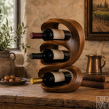 Rustic Wine Rack for Kitchen Island, Wooden Bottle Holder