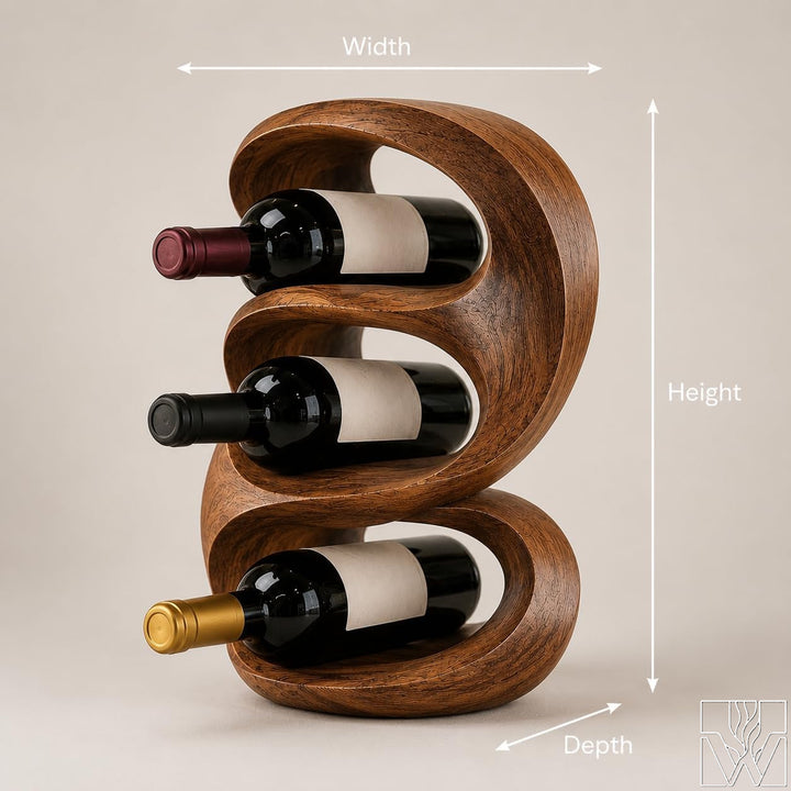 Rustic Wine Rack for Kitchen Island, Wooden Bottle Holder