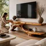 Rustic Live Edge Wood Floating Tree Branch TV Stand