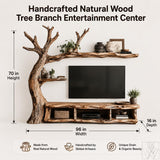 Handcrafted Natural Wood Tree Branch Floating Shelf