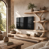 Wabi-Sabi Solid Wood Tree Branch Floating TV Stand