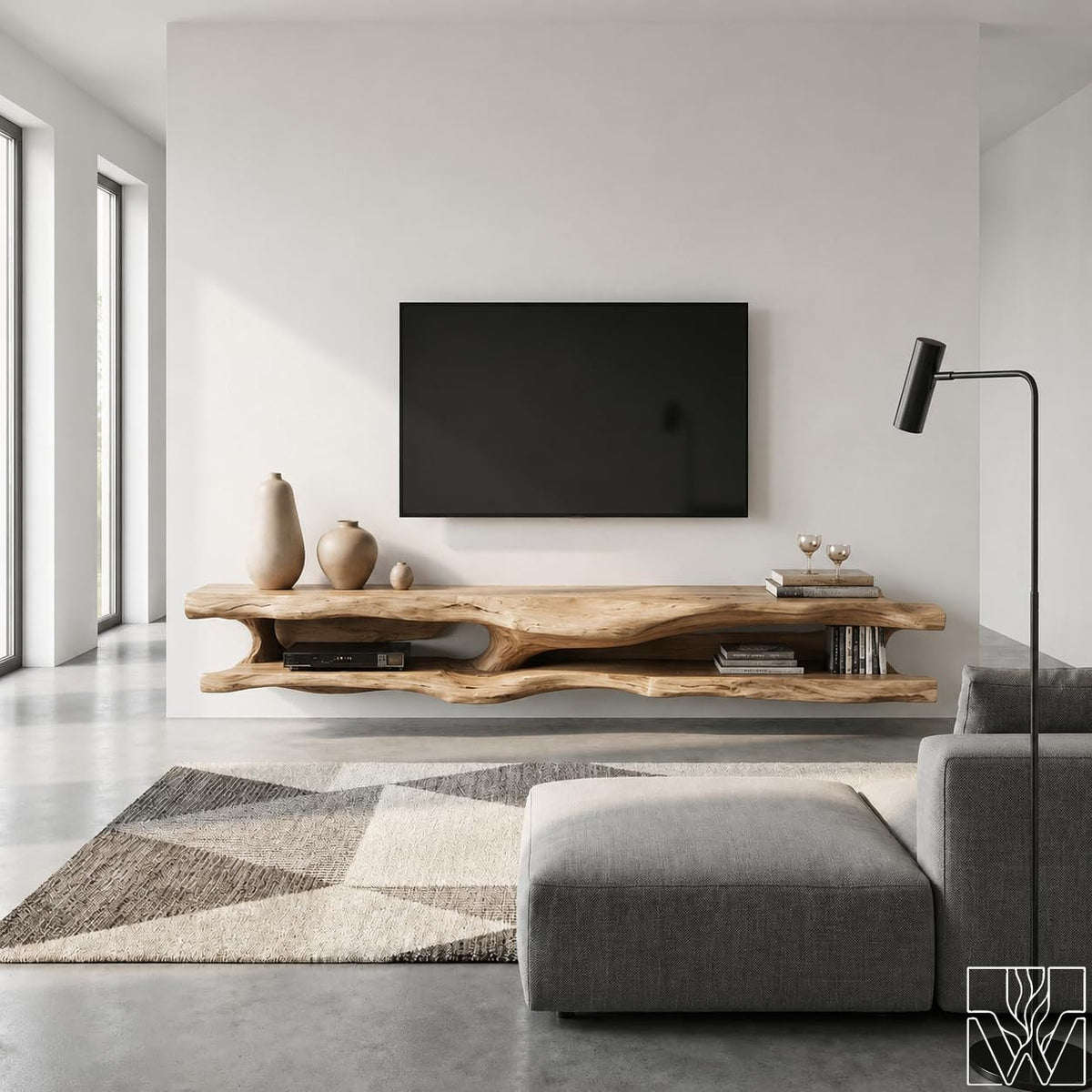 Wabi-Sabi Solid Wood Floating Tree Branch TV Stand