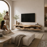 Wabi-Sabi Solid Wood Floating Tree Branch TV Stand